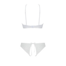 Комплект: бра, трусики з ажурним декором та відкритим кроком Passion Ursula Set white XXL/XXXL