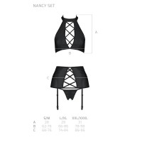 Комплект из эко-кожи с имитацией шнуровки Passion Nancy Set black L/XL