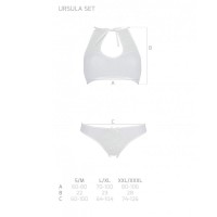 Комплект: бра, трусики с ажурным декором и открытым шагом Passion Ursula Set white XXL/XXXL