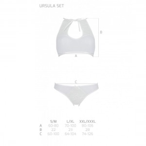 Комплект: бра, трусики з ажурним декором та відкритим кроком Passion Ursula Set white XXL/XXXL
