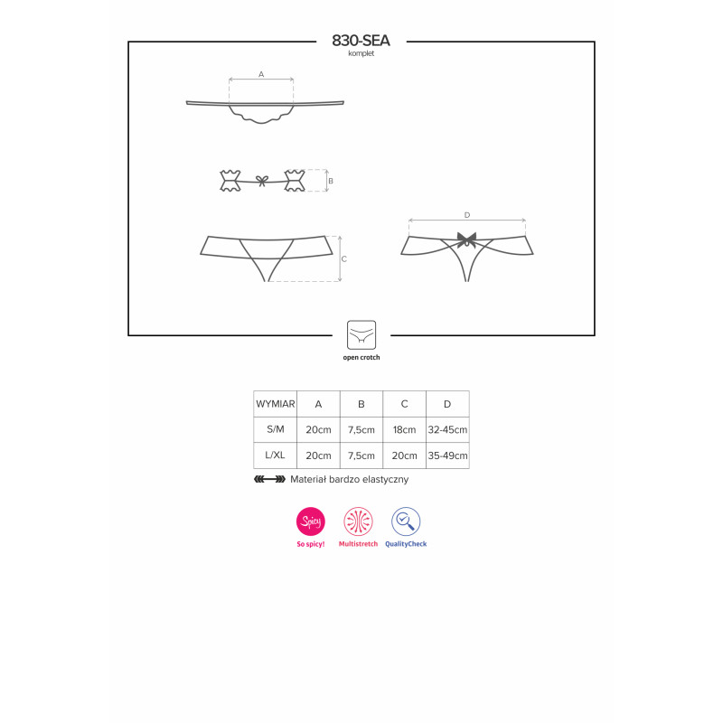 Комплект Obsessive 830-SEA-1 Черный S/M