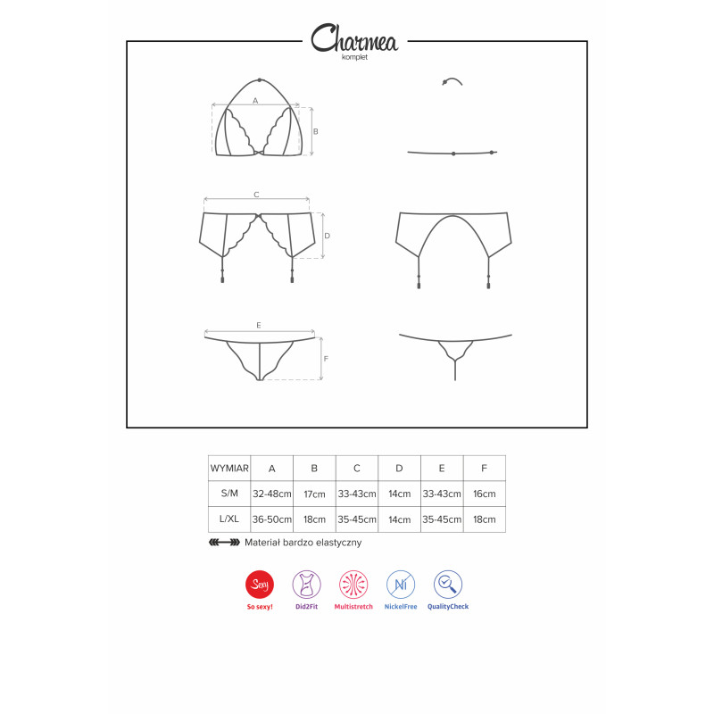 Комплект Obsessive Charmea Черный S/M Комплект Obsessive Charmea Черный S/M