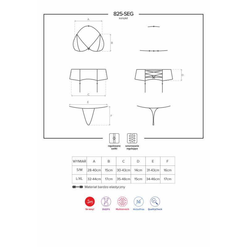 Комплект Obsessive 825-SEG-6 Синий L/XL