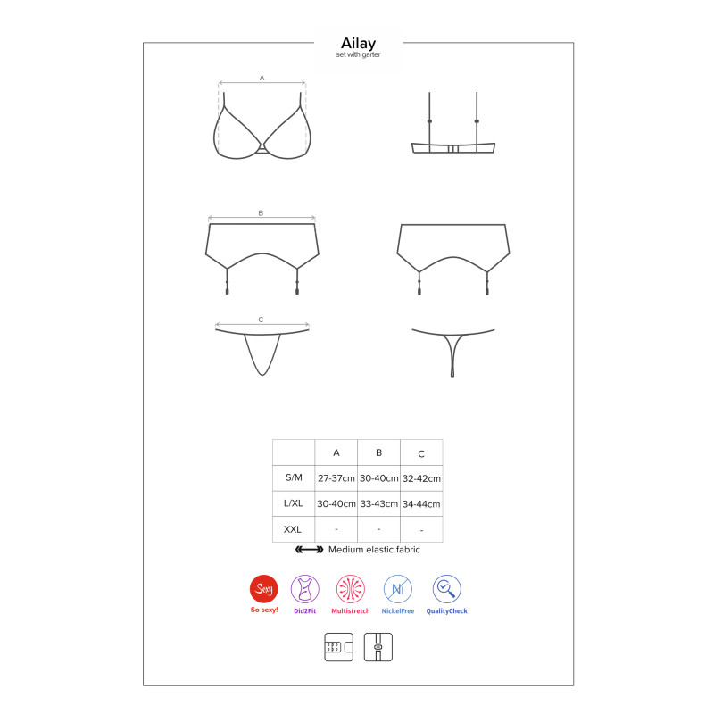 Комплект Obsessive Ailay Черный L/XL