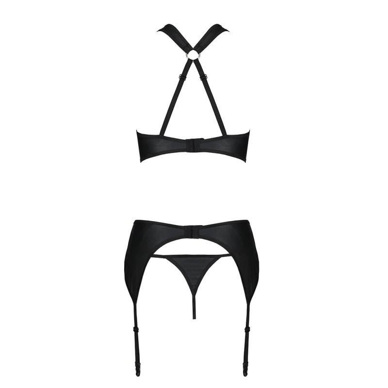 Набор сетчатый: бюстгальтер с халтером, трусики и пояс для чулок Passion Amanda Set black S/M Набор сетчатый: бюстгальтер с халтером, трусики и пояс для чулок Passion Amanda Set black S/M