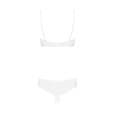 Эротический комплект с бюстгальтером-получашкой Obsessive Alabastra трусики с доступом, белый L/XL