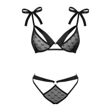 Напівпрозорий еротичний комплект Obsessive Obsessivia 2-pcs set black L/XL