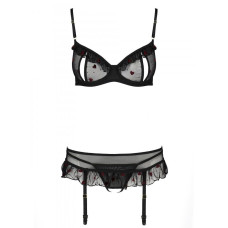 Сексуальный комплект с поясом для чулок Passion LOVELIA SET black L/XL