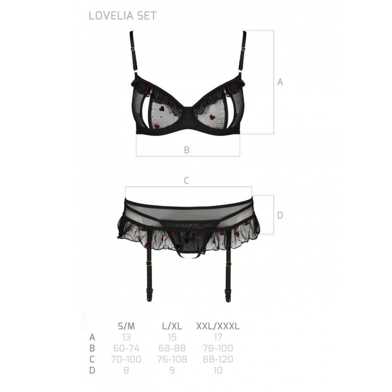 Сексуальный комплект с поясом для чулок Passion LOVELIA SET black L/XL