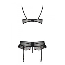 Сексуальный комплект с поясом для чулок Passion LOVELIA SET black L/XL