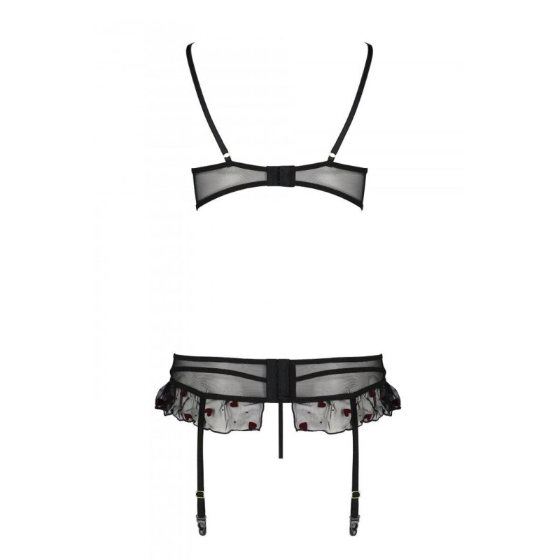 Сексуальный комплект с поясом для чулок Passion LOVELIA SET black L/XL
