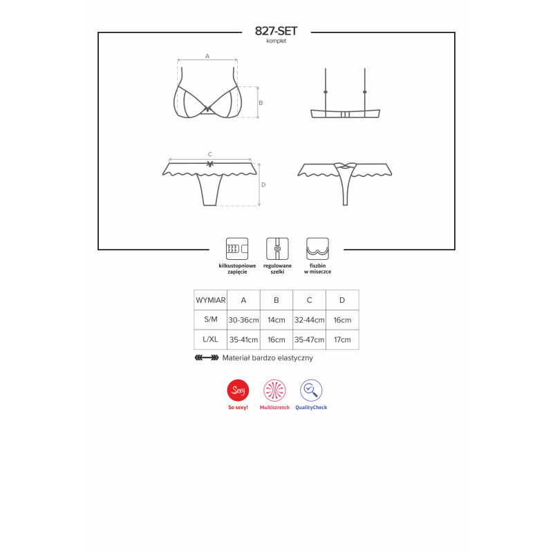 Комплект Obsessive 827-SET-3 Красный S/M