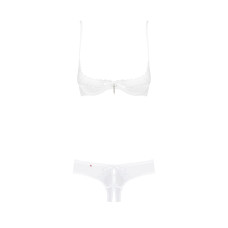 Эротический комплект с бюстгальтером-получашкой Obsessive Alabastra трусики с доступом, белый L/XL