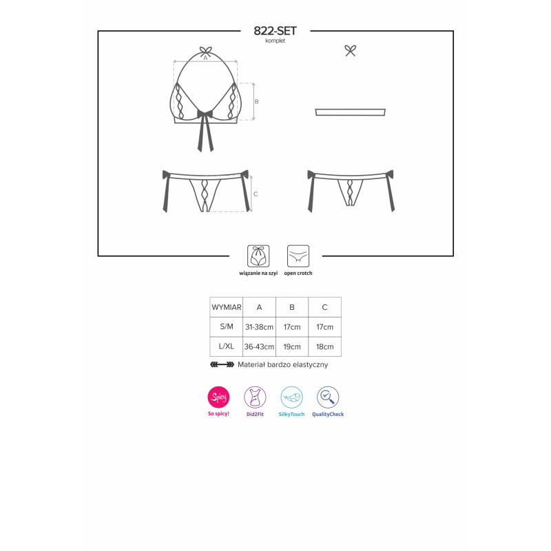 Комплект Obsessive 822-SET-3 Красный L/XL
