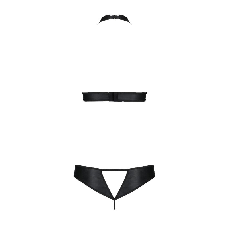 Комплект из экокожи Passion Malwia Set with Open Bra 4XL/5XL black, топ и трусики с люверсами Комплект из экокожи Passion Malwia Set with Open Bra 4XL/5XL black, топ и трусики с люверсами