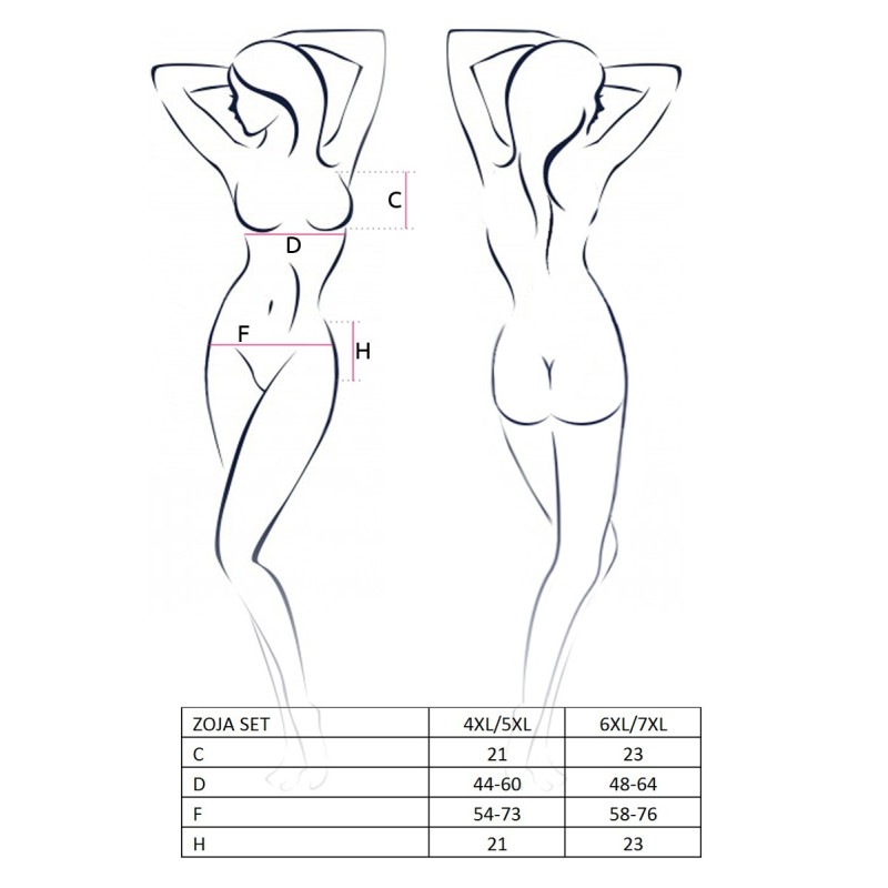 Жіночий еротичний комплект Passion ZOJA SET 6XL/7XL Чорний