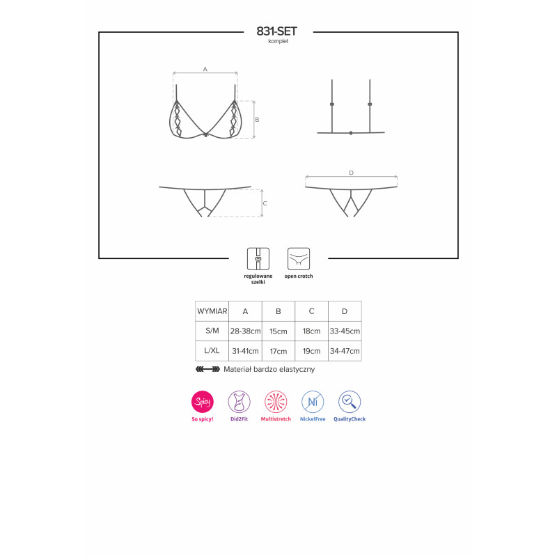 Комплект Obsessive 831-SET-1 Черный L/XL