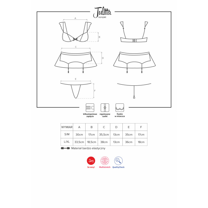 Комплект Obsessive Julitta Білий L/XL