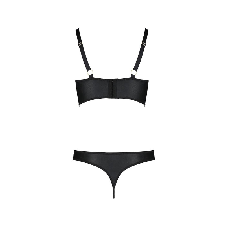 Комплект из экокожи с люверсами и ремешками Passion Malwia Bikini black L/XL
