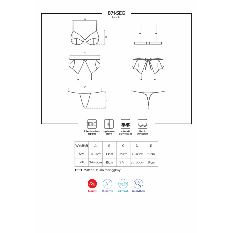 Комплект Obsessive 871-SEG-2 Белый S/M