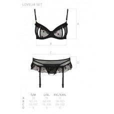 Сексуальный комплект с поясом для чулок Passion LOVELIA SET black S/M