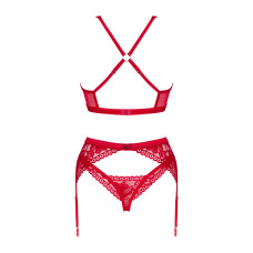 Obsessive Lacelove cupless 3-pcs set красный M/L