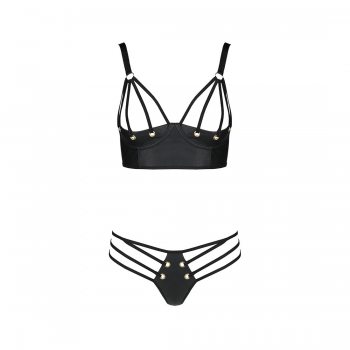 Комплект экокожи с люверсами и ремешками Passion Malwia Bikini black S/M