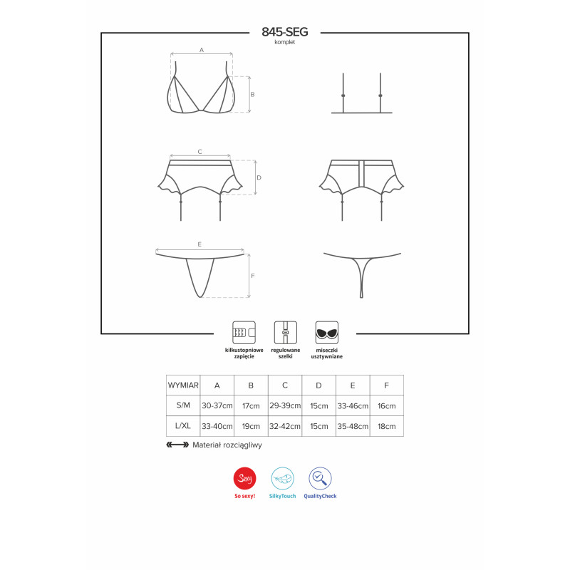 Комплект Obsessive 845-SEG-5 Рожевий S/M Комплект Obsessive 845-SEG-5 Рожевий S/M
