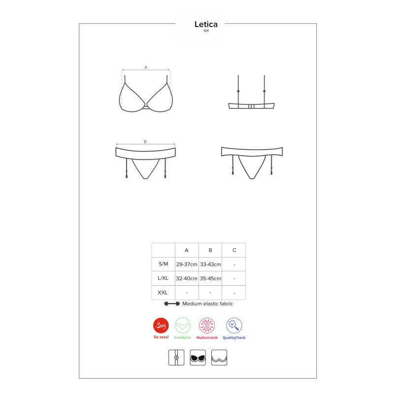 Комплект Obsessive Letica Черный S/M Комплект Obsessive Letica Черный S/M