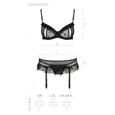 Сексуальний комплект з поясом для панчіх Passion LOVELIA SET black XXL/XXXL