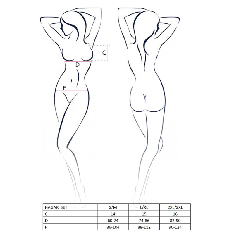 Комплект белья Passion HAGAR SET Черный S/M