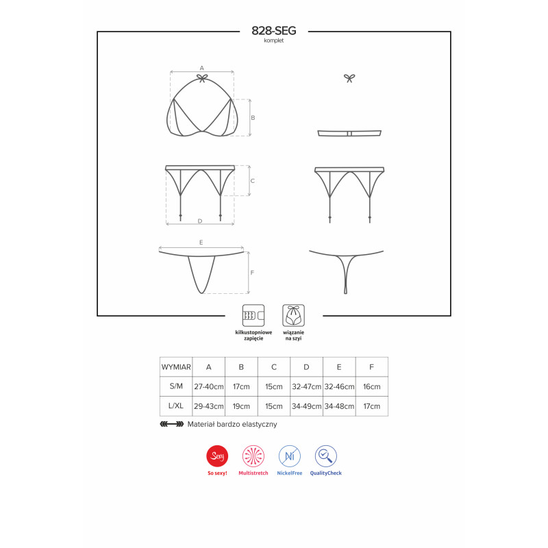 Комплект Obsessive 828-SEG-1 Черный S/M Комплект Obsessive 828-SEG-1 Черный S/M