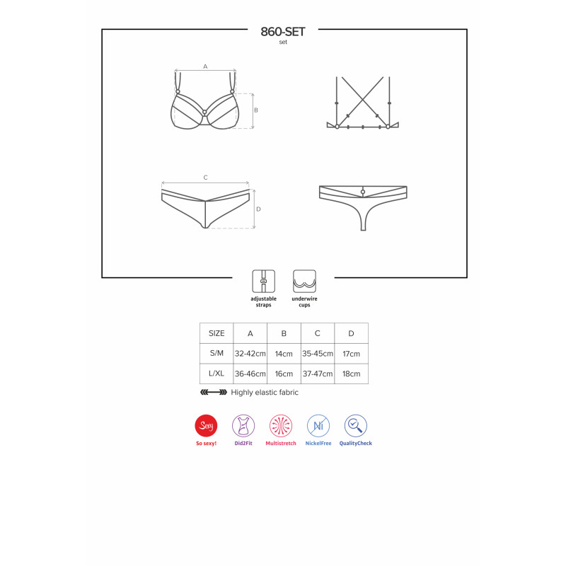 Комплект Obsessive 860-SET Красный L/XL