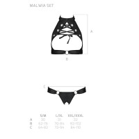 Комплект из экокожи Passion Malwia Set with Open Bra black L/XL