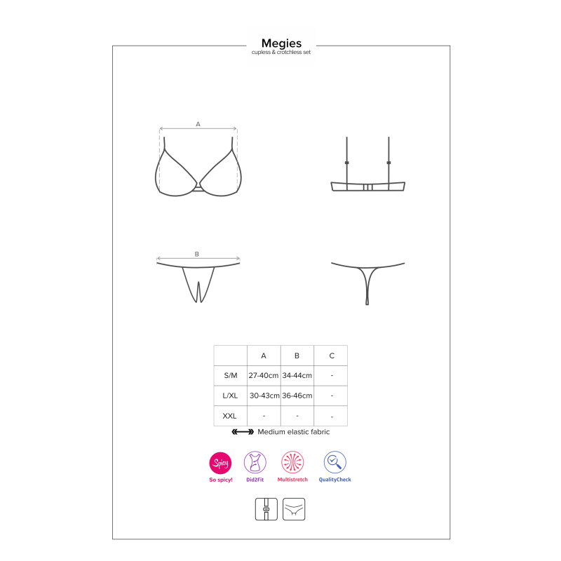 Комплект Obsessive Megies Черный L/XL