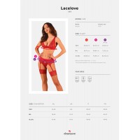 Obsessive Lacelove cupless 3-pcs set красный XL/2XL