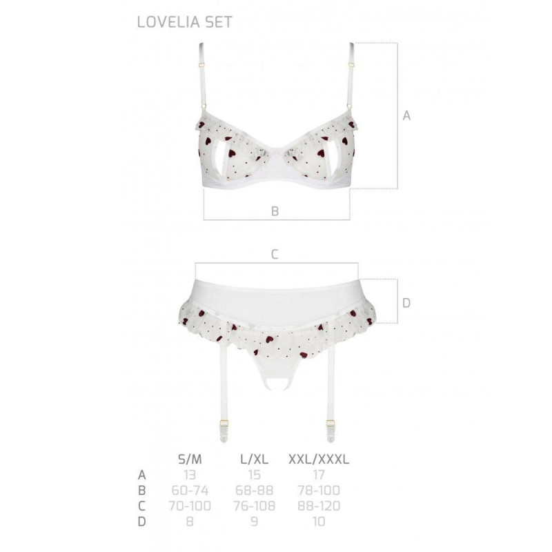 Сексуальный комплект с поясом для чулок Passion LOVELIA SET white L/XL