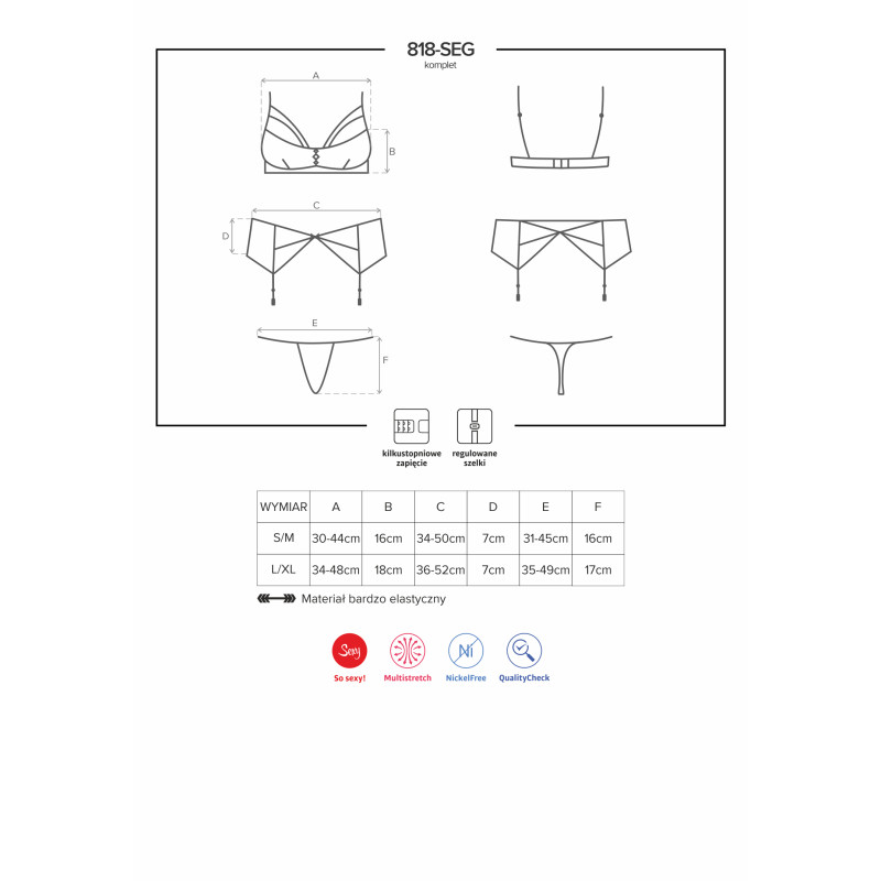Комплект Obsessive 818-SEG-1 Черный S/M Комплект Obsessive 818-SEG-1 Черный S/M