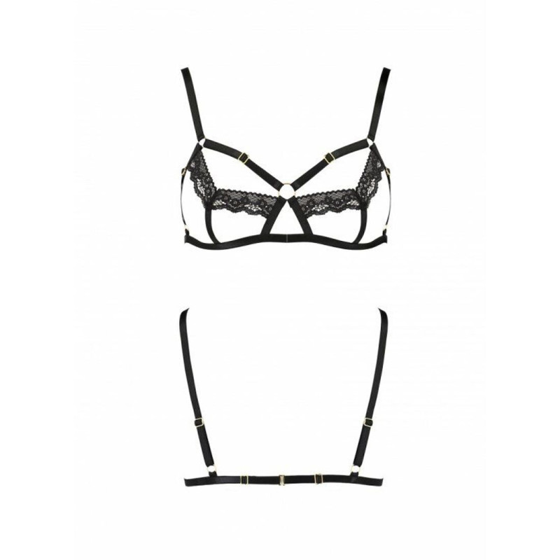Бюстгальтер-стрепы с кружевом Passion Exclusive SOLON BRA black S/M Бюстгальтер-стрепы с кружевом Passion Exclusive SOLON BRA black S/M