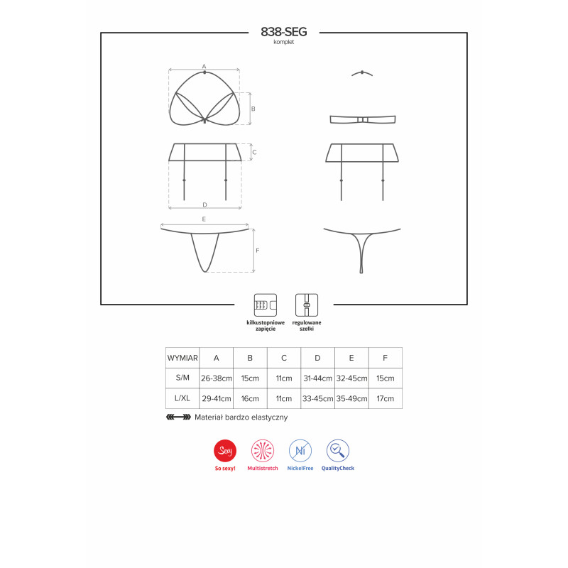 Комплект Obsessive 838-SEG-3 Красный L/XL
