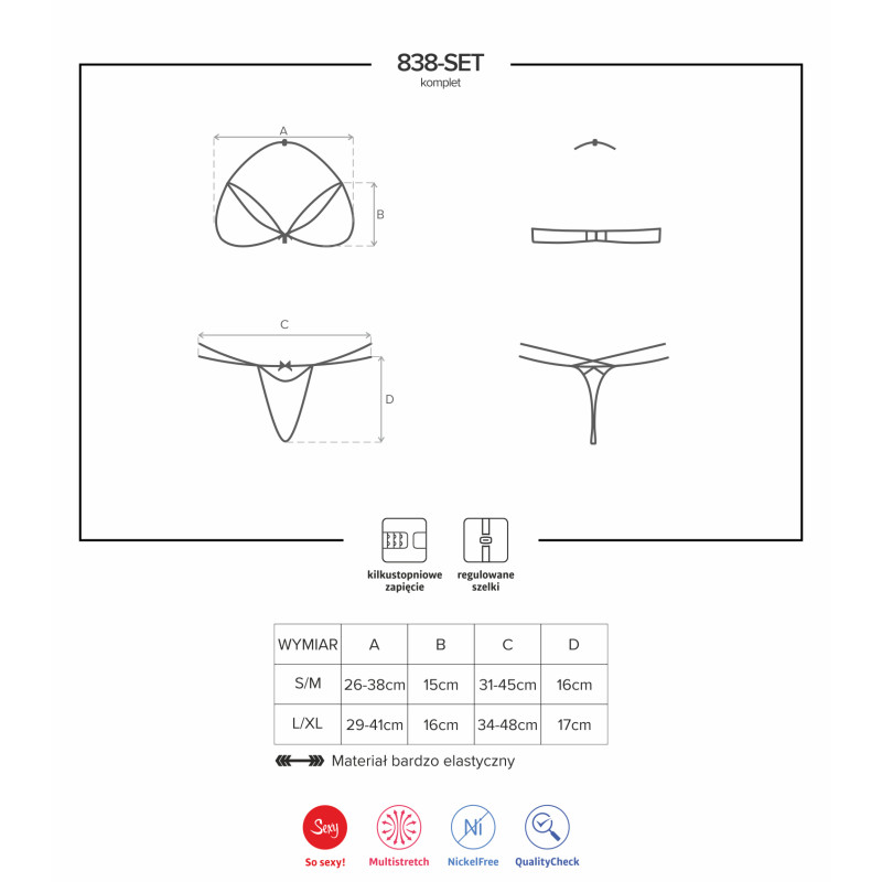 Комплект Obsessive 838-SET-1 Черный L/XL Комплект Obsessive 838-SET-1 Черный L/XL