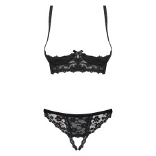 Відкритий комплект Obsessive Letica Чорний L/XL