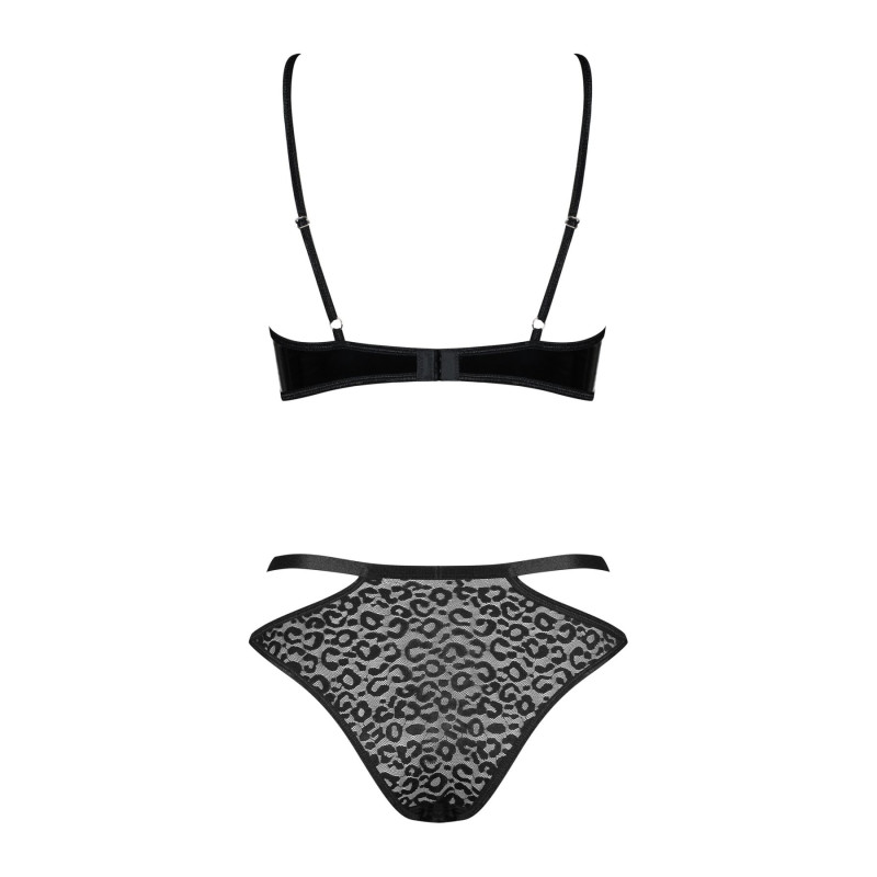 Эротический комплект под латекс со стрепами Obsessive Bagirela 2-pcs set, черный S/M