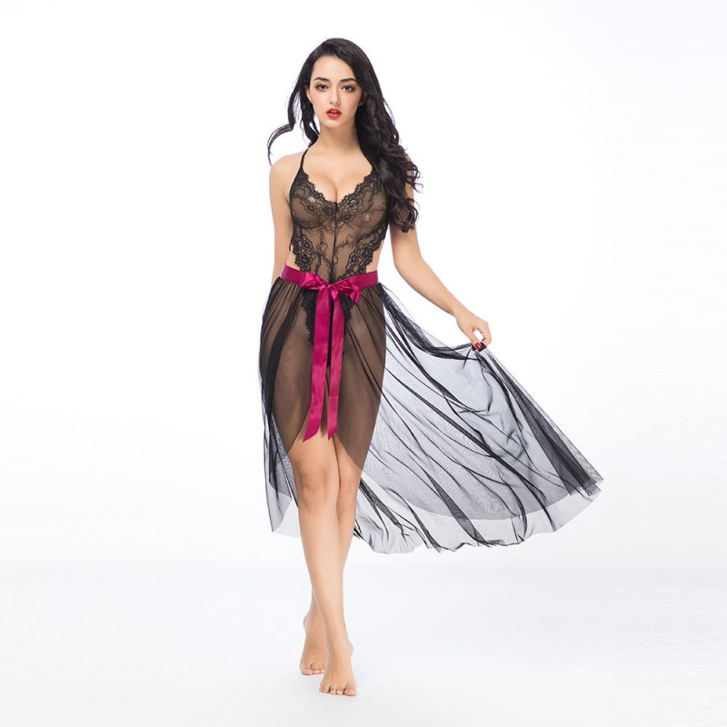 Напівпрозорий еротичний комплект JSY боді зі спідницею Чорний S/M Напівпрозорий еротичний комплект JSY боді зі спідницею Чорний S/M