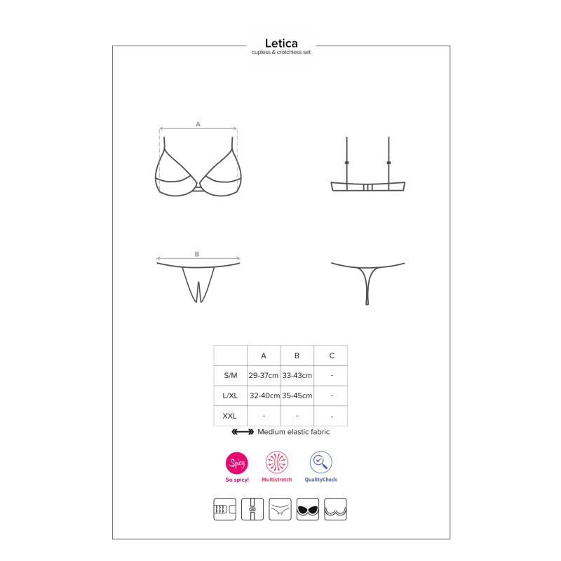 Відкритий комплект Obsessive Letica Чорний L/XL Відкритий комплект Obsessive Letica Чорний L/XL