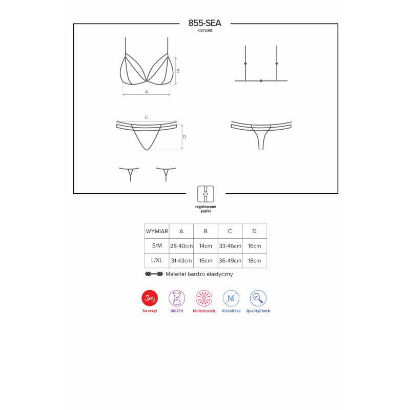 Комплект Obsessive 855-SEA-1 Черный S/M