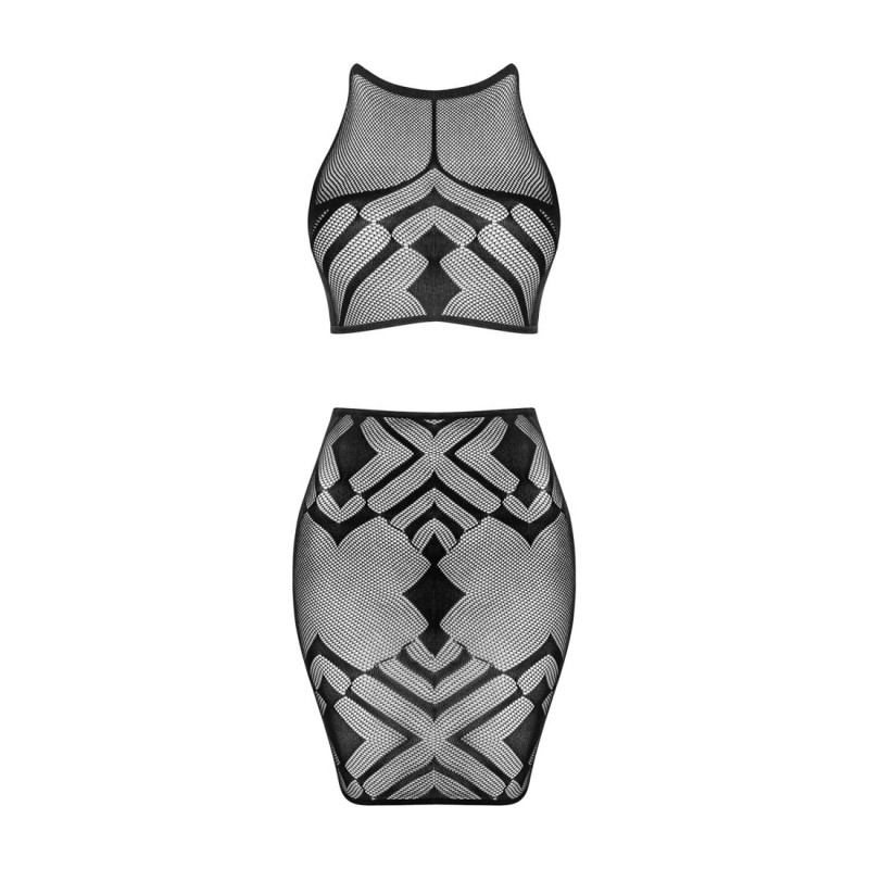 Эротический полупрозрачный комплект Obsessive K101 top & skirt топ, черная юбка S/M/L Эротический полупрозрачный комплект Obsessive K101 top & skirt топ, черная юбка S/M/L