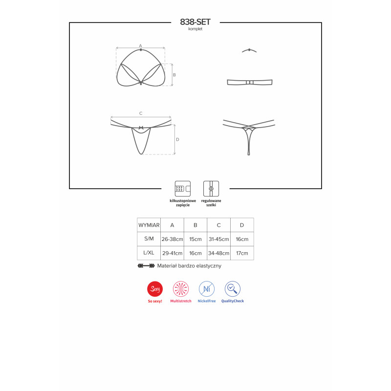 Комплект Obsessive 838-SET-3 Красный S/M