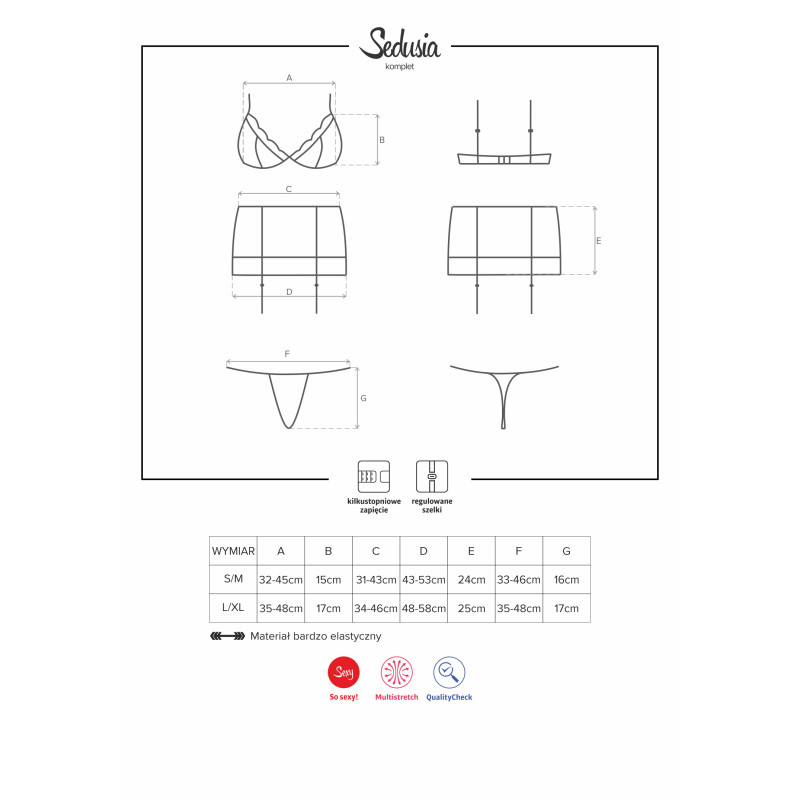 Комплект Obsessive Sedusia Чорний S/M Комплект Obsessive Sedusia Чорний S/M