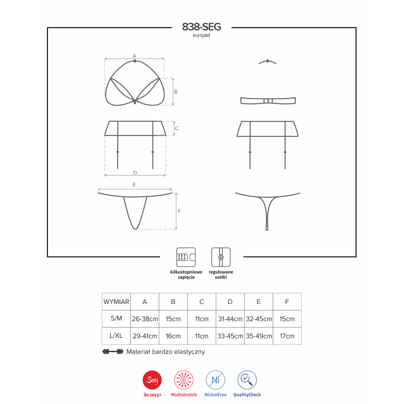 Комплект Obsessive 838-SEG-1 Черный L/XL Комплект Obsessive 838-SEG-1 Черный L/XL